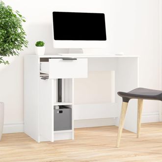 vidaXL Escritorio De Madera Contrachapada Blanco 100x50x75 Cm Vidaxl
