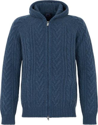 Fedeli Gebreide Cardigan met Rits - Heren - Vesten - Blauw - L - Wol - Truien & Vesten