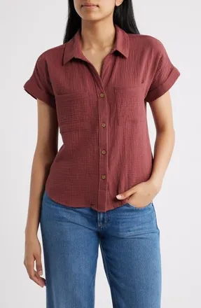 Beach Lunch Lounge Chicago Gauze Shirt in New Rusty at Nordstrom, Size X-Small