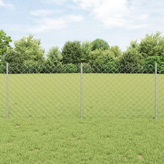 Berkfield Home Chain Link Fence with 10 U Posts Silver 0.8x10 m Steel