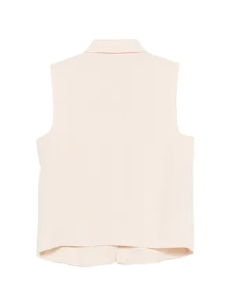 Emporio Armani Sleeveless Button-Front Blouse - Beige
