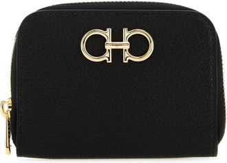 Ferragamo Zwarte Leren Muntenhouder in Zwart - Dames - Portefeuilles - Zwart - ONE Size - Leer - Accessoires