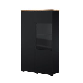 Petits Meubles Mueble de porcelana de 2 puertas paneles laminados negro y madera