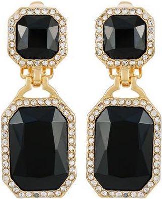 T Tahari Crystal Clip-On Drop Earrings in Silver Tone at Nordstrom Rack