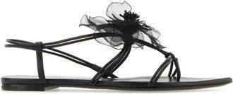 Nensi Dojaka Flower Sandalen - Dames - Sandalen - Zwart - 39 EU - Leer - Schoenen