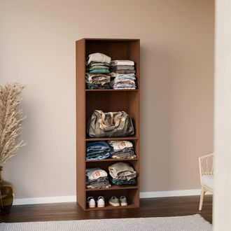 Sweeek Modular Open Wardrobe Shelf Unit in Walnut