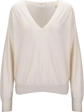 Elisabetta Franchi V-neck Cardigan - Dames - V-hals truien - Wit - XS - Wol - Truien & Vesten
