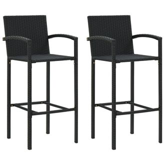 vidaXL Taburetes De Cocina 2 Unidades Rat&aacute;n Sint&eacute;tico Negro Vidaxl