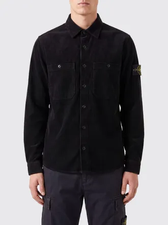 Stone Island Slim Fit Corduroy Shirt with Applied Compass Logo
