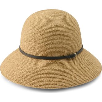 Helen Kaminski Packable Raffia Cloche Hat in Natural/Indigo at Nordstrom Rack