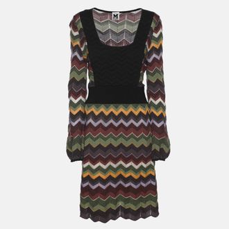 M Missoni Multicolor Zig Zag Knit Mini Dress