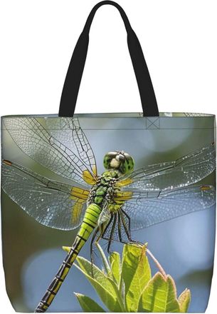 Generic Jewel Dragonfly Tote Bag Waterproof Carry Bag Eco Friendly Grocery Bags For Travel Daily Use Beach