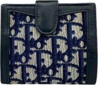Dior Pre-owned Trotter Canvas Leren Portemonnee - Dames - Vintage Accessoires - Blauw - ONE Size - Leer - Vintage