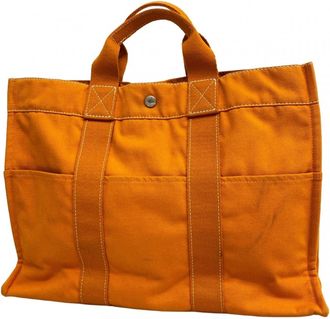 Herm&egrave;s Orange Canvas Tote Bag (Pre-Owned)