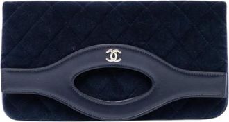 Chanel Pre-owned Borsa a Mano Trapuntata in Velluto - - Pre-owned - Donna - Blu - ONE SIZE