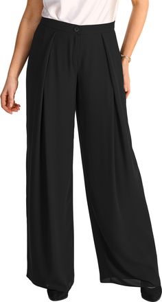 Hermann Lange Stoffhose, Damen, Gr. 36, N-Gr, schwarz, Web, Obermaterial: 100% Polyester, HERMANN LANGE COLLECTION, unifarben, ausgestellt lang, Hosen Stoffhose, So