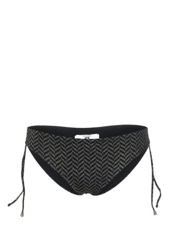 Twin-Set herringbone-pattern tie-fastening bikini bottoms - women - Spandex/Elastane/Spandex/Elastane/Polyamide/Polyester/Polyamide - III - Black