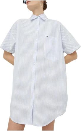 Tommy Hilfiger Gestreept overhemdjurkje - Dames - Shirt Kleedjes - Blauw - XS - Kleedjes