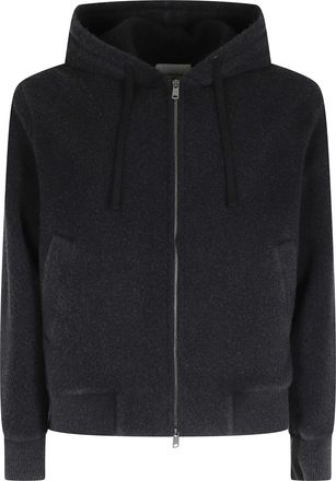 Circolo 1901 Black Drawstring Full-Zip Hooded Sweatshirt