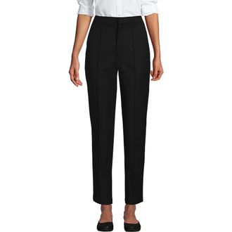 Lands End High Rise Bi Stretch Pintuck Pencil Ankle Pants in Black at Nordstrom, Size 12