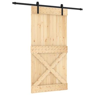 vidaXL Puerta Corredera Natural Y Negro 100 X 210 Cm Vidaxl