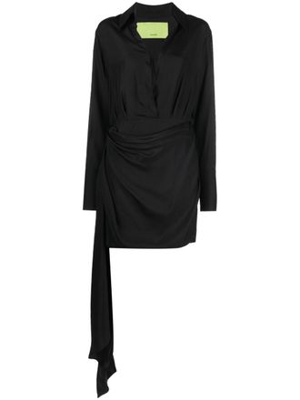 Gauge81 V-neck draped dress - women - Cupro/Silk/Acetate - 44 - Black
