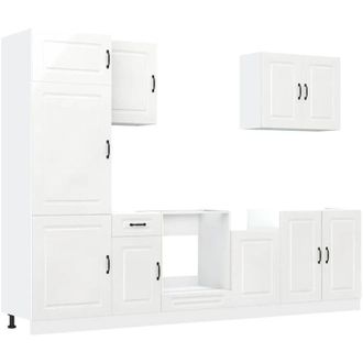 vidaXL Vidaxl - Mueble Cocina Kalmar Blanco De Alto Brillo 7 Pzas
