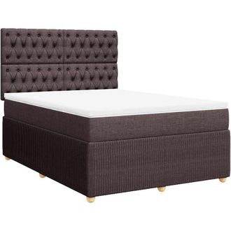 vidaXL Cama Box Spring Con Colch&oacute;n Tela Marr&oacute;n Oscuro 140x190 Cm Vidaxl