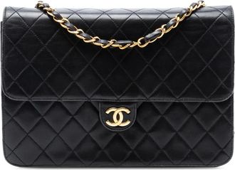 Chanel Borsa a tracolla CC in pelle di agnello trapuntata con battente 1997-1999 - Nero