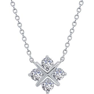 Lafonn Simple Squad Simulated Diamond Pendant Necklace in Silver/Clear at Nordstrom Rack