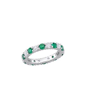 Rina Limor Silver 3.20 ct. tw. Lab-Grown Created Emerald, Created White Sapphire Eternity Ring