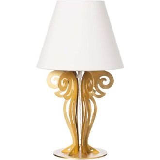 Arti e Mestieri Abat-jour da tavolo Circeo Ø24x40 cm Base in ferro color oro trasparente e paralume in tessuto avorio Made in Italy Attacco E27 (lampadina esclusa)