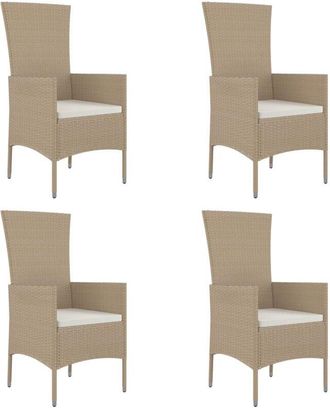vidaXL Sillas De Jard&iacute;n Con Cojines 4 Unidades Rat&aacute;n Sint&eacute;tico Beige Vidaxl