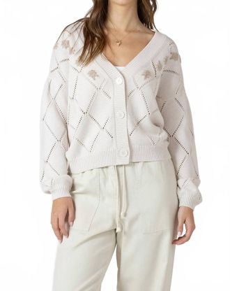 Dex Clothing Embroidered Pointelle Cardigan In Natural