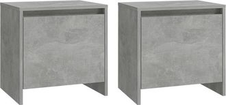vidaXL Mesitas De Noche 2 Uds Madera De Ingenier&iacute;a Gris Hormig&oacute;n Vidaxl