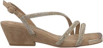 Alma En Pena Tubular Sandalen met Drie Bandjes - Dames - Sandalen met hakken - Beige - 35 EU - Schoenen