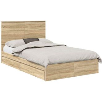 vidaXL Storage Bed with Drawer Sonoma Oak 120 x 200 cm Engineered Wood vidaXL