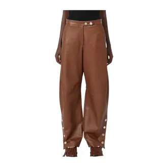 Sportmax Dames, Broeken, Bruin, Maat: 3XS Leer