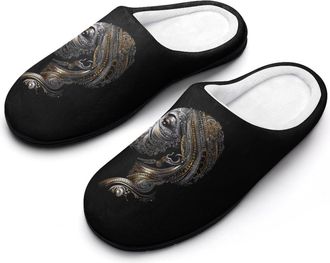 Generic African Tribal Womans Head Mens Slippers Slip On Comfortable Fleece Cotton House Shoes Winter