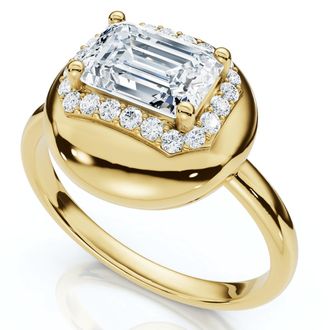 Pompeii3 1 1/10Ct Emerald Diamond Button Ring 14k Gold or Platinum Lab Grown EF/VS