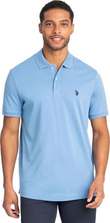 U.S.Polo Association Mens Solid Interlock Polo, Oceanside Blue, Medium