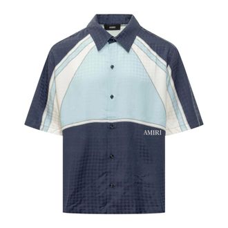 Amiri Short Sleeve Shirts, male, Blue, Size: M Panelled Button Shirt
