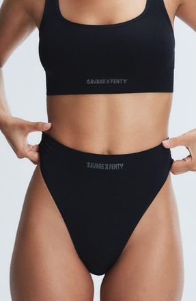Savage x Fenty Seamless High Waist Bikini Panties in Black Caviar at Nordstrom, Size X-Small