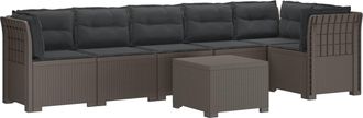 vidaXL Sof&aacute; De Jard&iacute;n Para 6 Personas Con Cojines Estilo Rattan Pp Vidaxl
