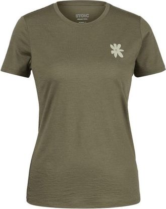 Stoic Merino155 LaholmSt. T-Shirt Daisy Flower Merinoshirt f&uuml;r Damen | oliv