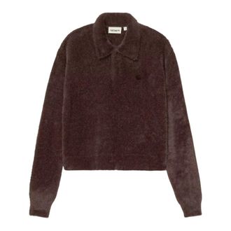 Carhartt Work in Progress Tops, Dames, Bruin, XS, Katoen, Maine Polo Sweater