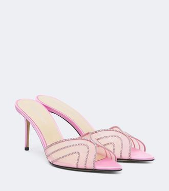Mach & Mach Rainbow embellished mesh mules