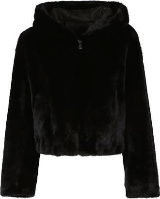 Pinko Pinko, Jassen, Dames, Zwart, M, Gasteria Faux Fur Hooded Jacket