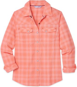 Stio | Womens Eddy Coast Shirt Long Sleeve, Size Extra Small in Ember Plaid