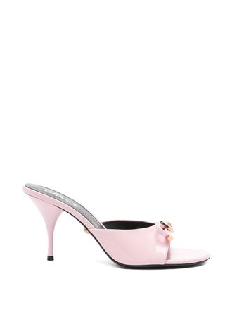 Versace Glossy Finish Sandals With Delicate Bow
